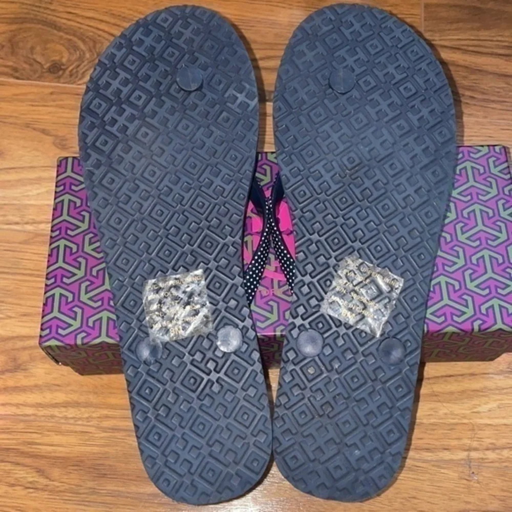 Tory Burch WORN ONCE Auth. Floral Dot Patterned Flip Flop Thong Sandals